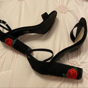 Charlotte Russe Black Rose Heels